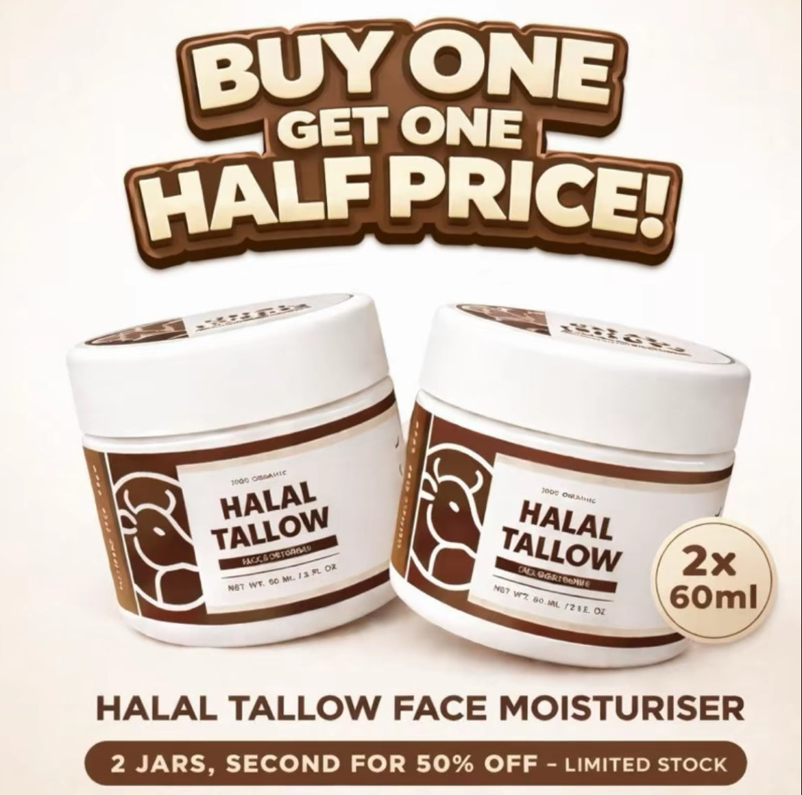 Face Moisturiser 2x60ML (Free Shipping included)
