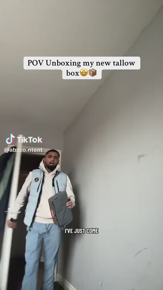 Customer unboxing a Halal Tallow box