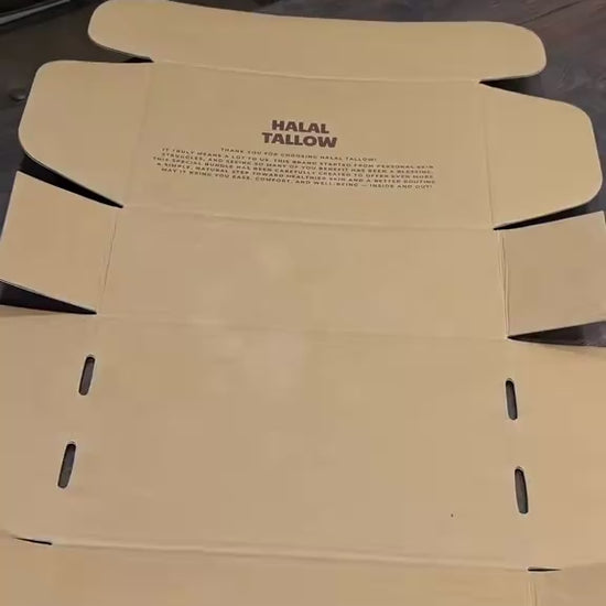 Packing a Halal Tallow Essentials Bundle Box