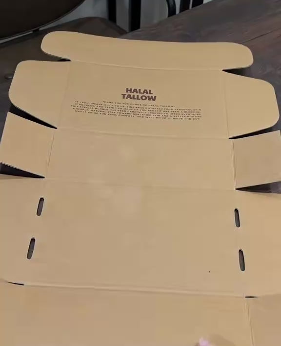 Packing a Halal Tallow Essentials Bundle Box