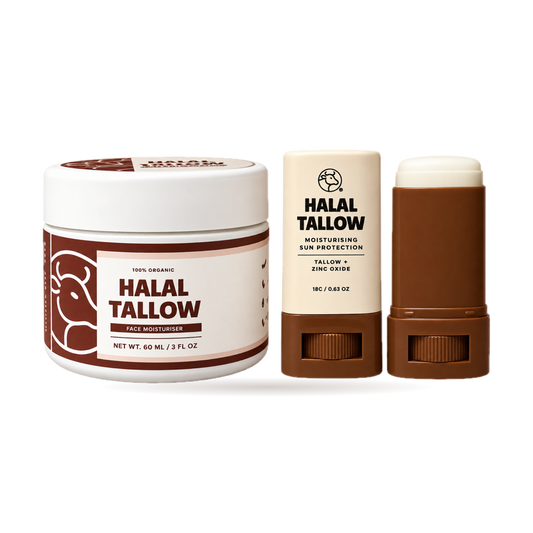 Halal Tallow Travel Duo: 60ml vanilla moisturiser and Moisturising Travel Balm